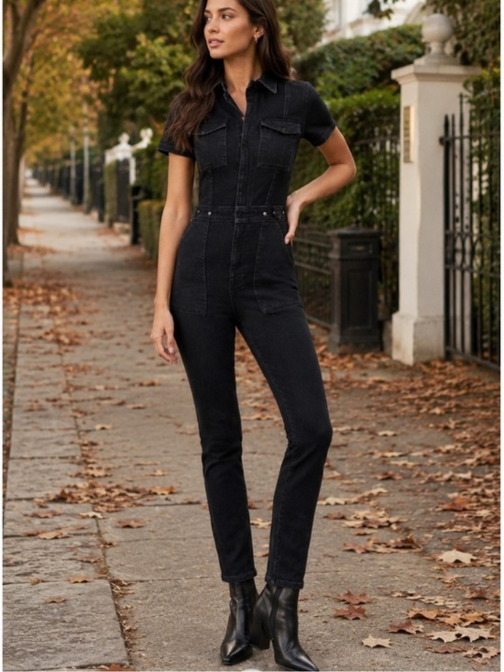 Good American NWT Black Fit For Success Utility Jumpsuit Size 3 (L)